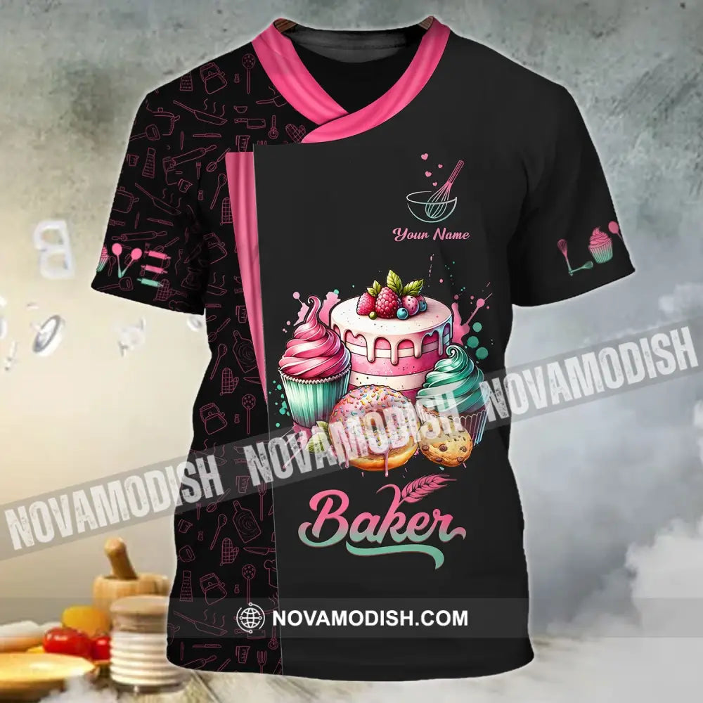 Unisex Shirt - Custom Name 3D Shirt For Baker Making Cream Cake T-Shirt / S T-shirt