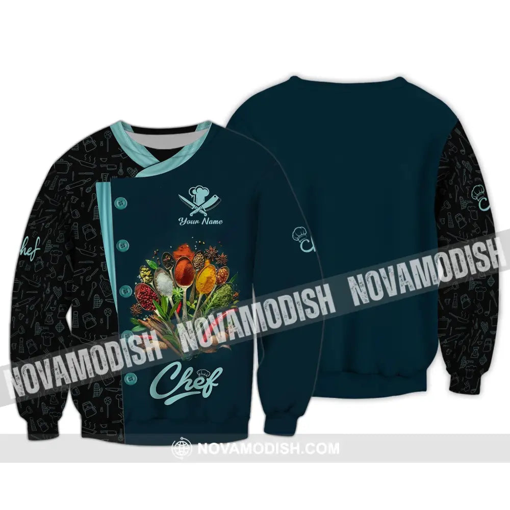 Unisex Shirt - Custom Name 3D Shirt For Chef - Cooking Spices Long Sleeve / S T-shirt