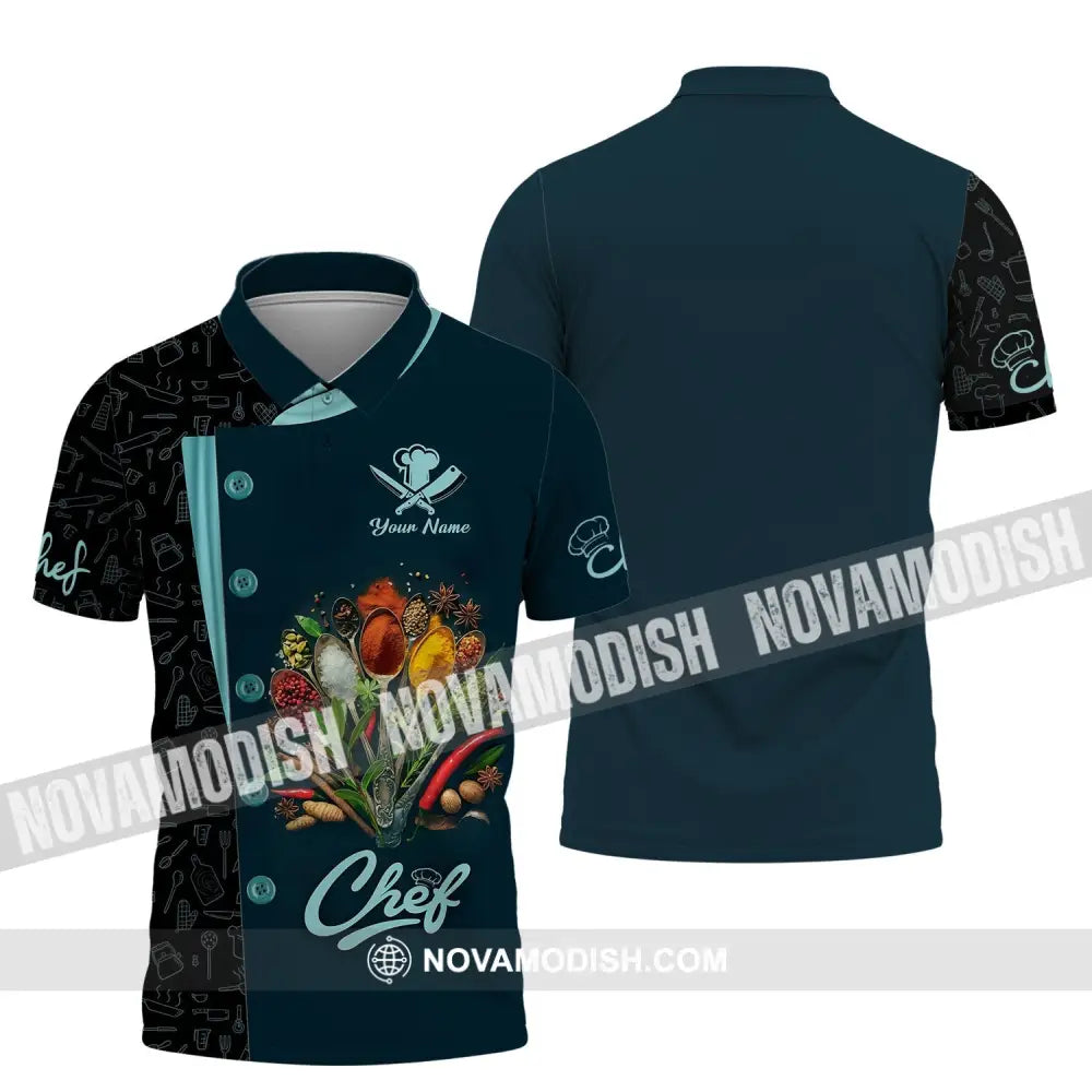 Unisex Shirt - Custom Name 3D Shirt For Chef - Cooking Spices Polo Shirt / S T-shirt