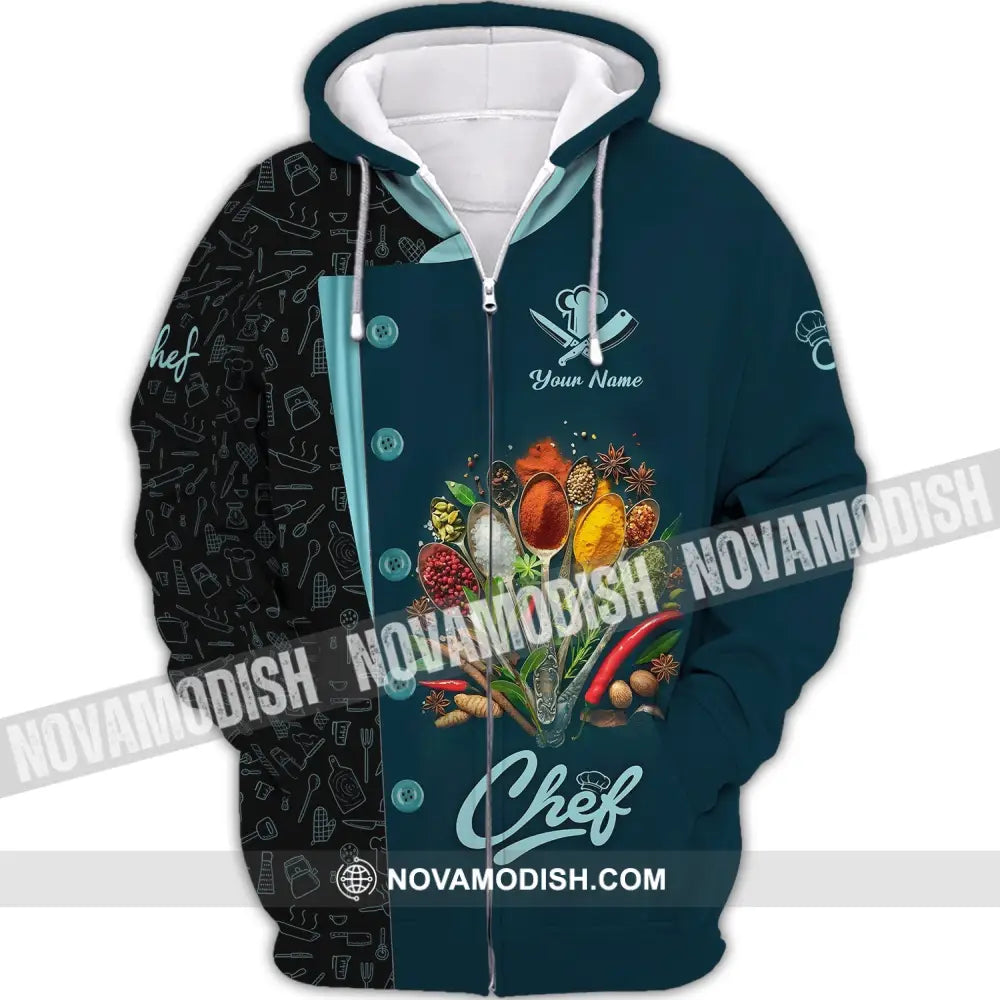 Unisex Shirt - Custom Name 3D Shirt For Chef - Cooking Spices Zipper Hoodie / S T-shirt