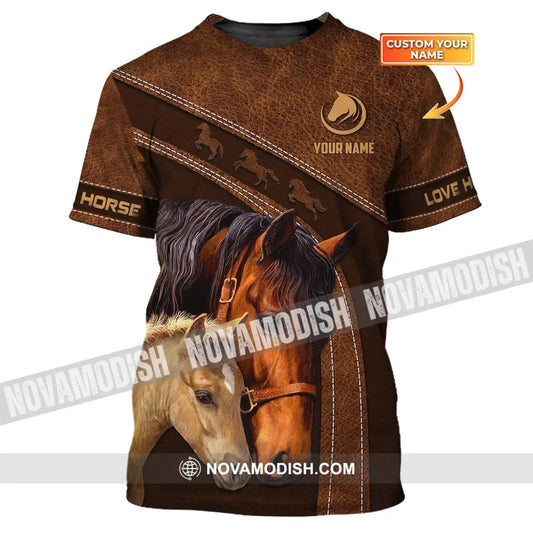 Unisex Shirt Custom Name 3D Horse T-Shirt Love Lover / S