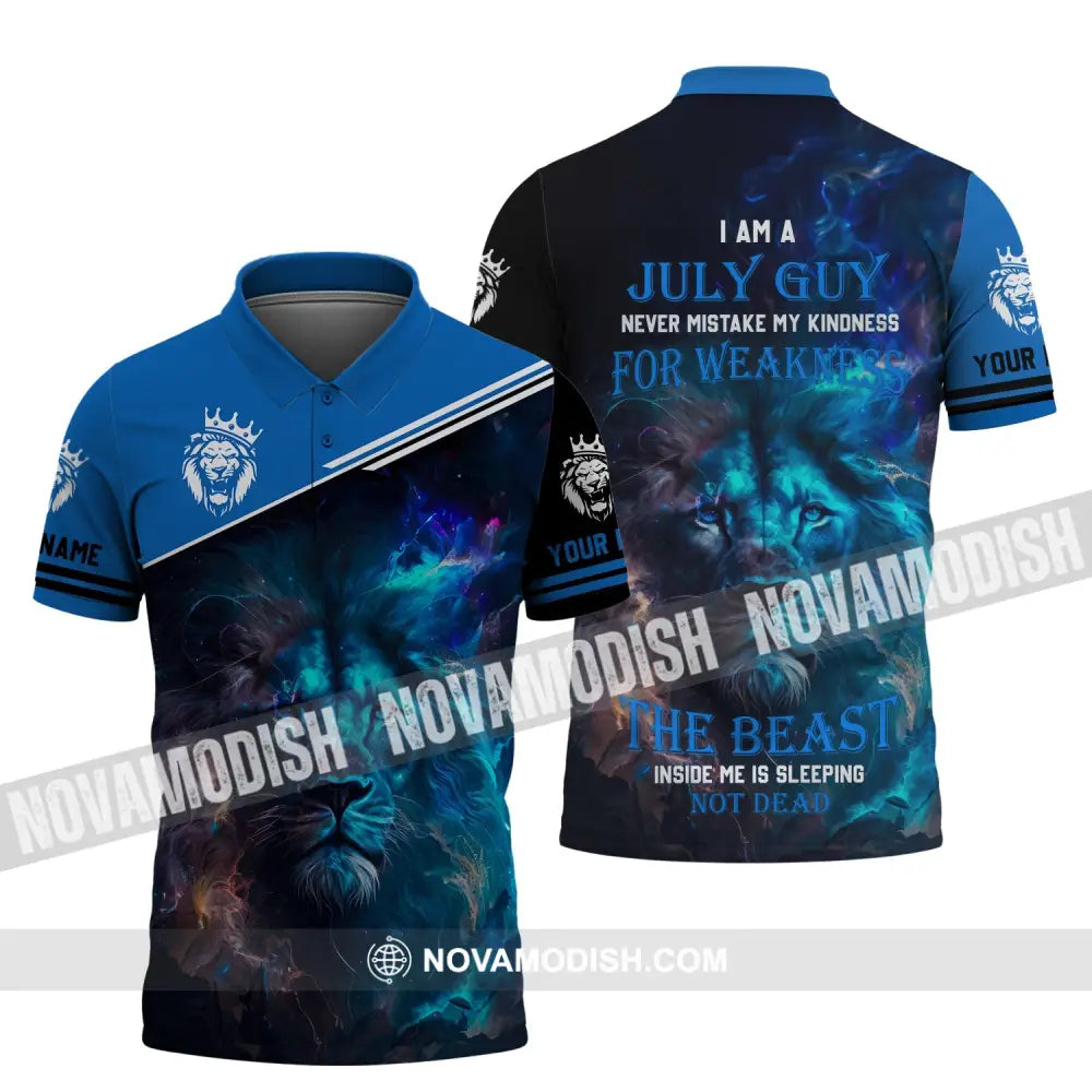 Unisex Shirt - Custom Name 3D Shirt - I Am A July Guy The Beast Inside Me Is Sleeping Not Dead Polo Shirt / S T-shirt