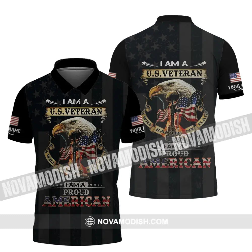 Unisex Shirt - Custom Name 3D Shirt - I Am A U.S Veteran I Am A Proud America Polo Shirt / S T-shirt