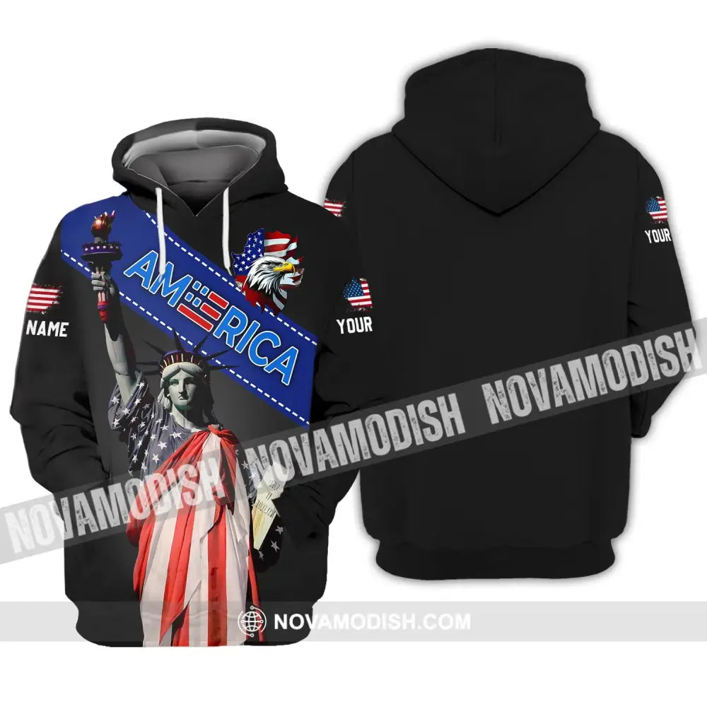 Unisex Shirt - Custom Name 3D Shirt - Liberties America Flag Color Hoodie / S T-shirt