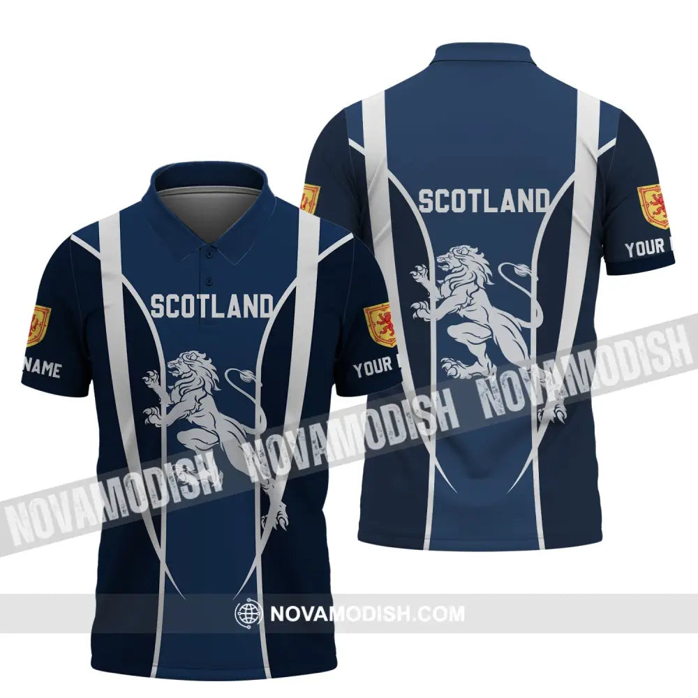Unisex Shirt - Custom Name 3D Shirt - Lion Of Scotland Polo Shirt / S T-shirt
