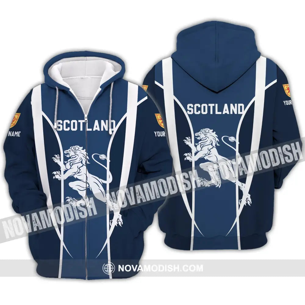 Unisex Shirt - Custom Name 3D Shirt - Lion Of Scotland Zipper Hoodie / S T-shirt