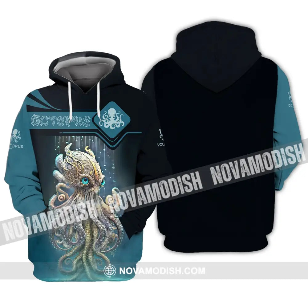 Unisex Shirt Custom Name 3D Octopus T-Shirt Sea Animal Shirts Tentacle Hoodie / S