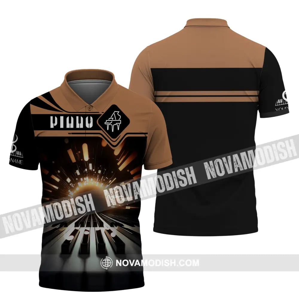 Unisex Shirt Custom Name 3D Piano T-Shirt Pianist Shirts Gift For Polo / S