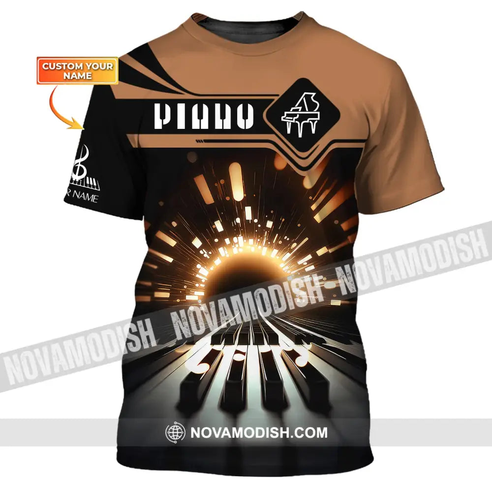 Unisex Shirt Custom Name 3D Piano T-Shirt Pianist Shirts Gift For / S