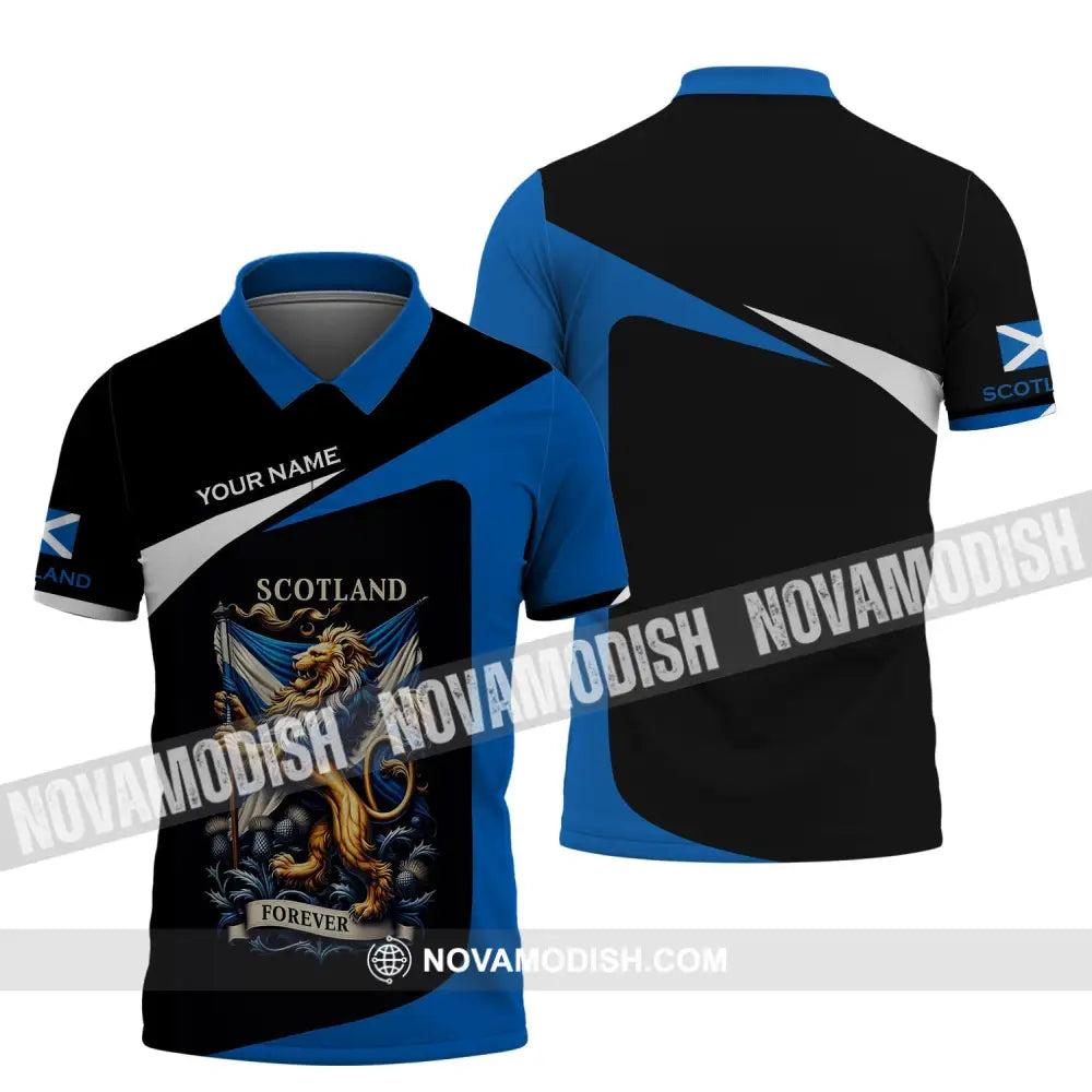 Unisex Shirt - Custom Name 3D Scotland Forever Polo / S T-Shirt