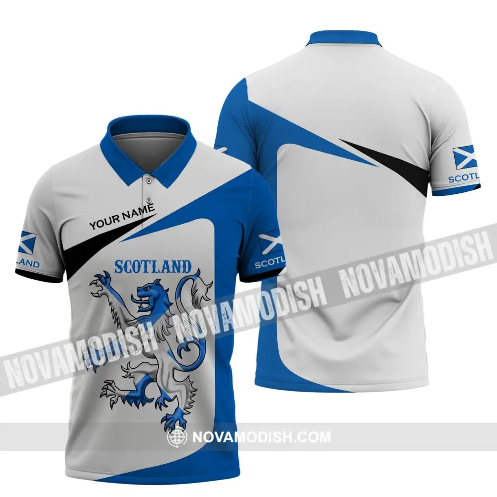 Unisex Shirt - Custom Name 3D Shirt - Scotland Lion Lover Polo Shirt / S T-shirt