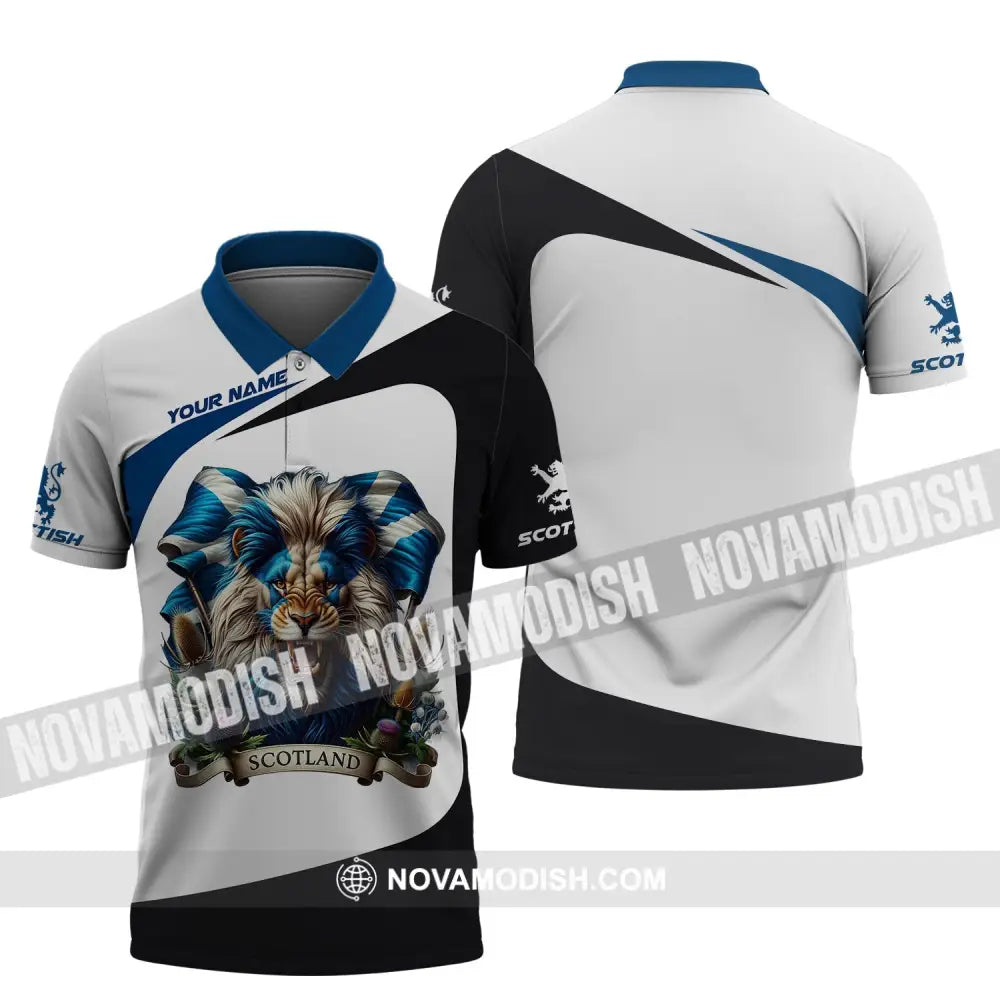 Unisex Shirt - Custom Name 3D Shirt - Scotland Lion Polo Shirt / S T-shirt