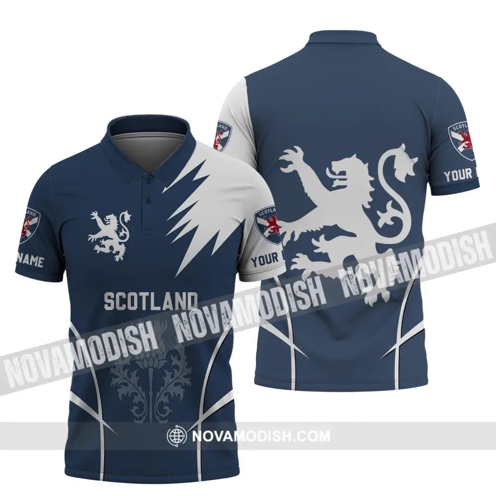 Unisex Shirt - Custom Name 3D Shirt - Scotland Logo Polo Shirt / S T-shirt