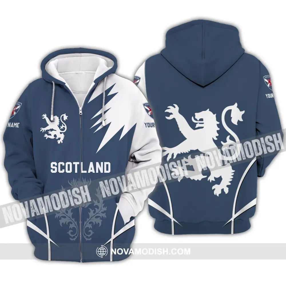 Unisex Shirt - Custom Name 3D Shirt - Scotland Logo Zipper Hoodie / S T-shirt