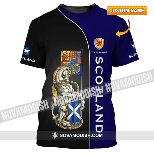 Unisex Shirt - Custom Name 3D Shirt - Scotland Lover Blue And Black Design T-shirt