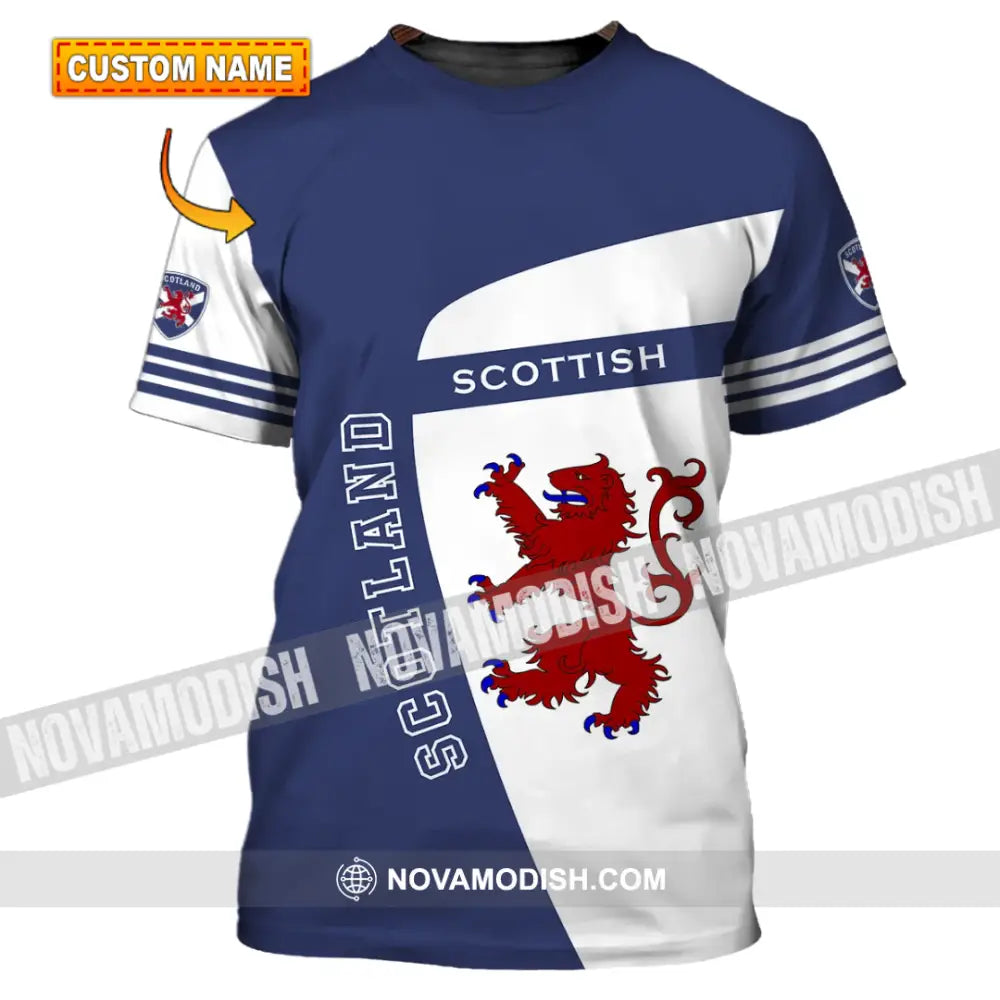 Unisex Shirt - Custom Name 3D Shirt - Scotland Scottish Lover Blue And White Design T-shirt