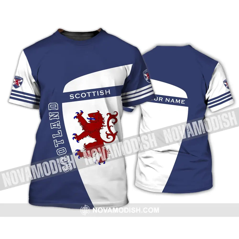 Unisex Shirt - Custom Name 3D Shirt - Scotland Scottish Lover Blue And White Design T-Shirt / S T-shirt
