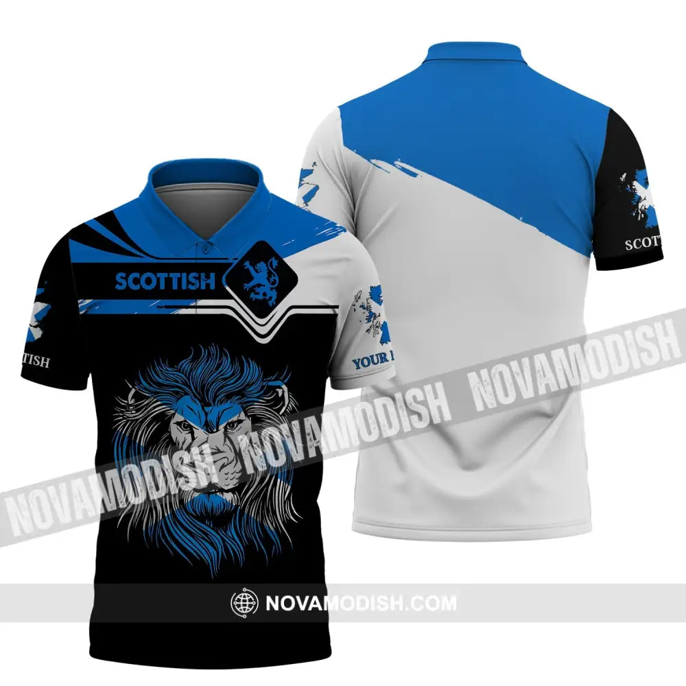 Unisex Shirt - Custom Name 3D Shirt - Scottish Lion Polo Shirt / S T-shirt