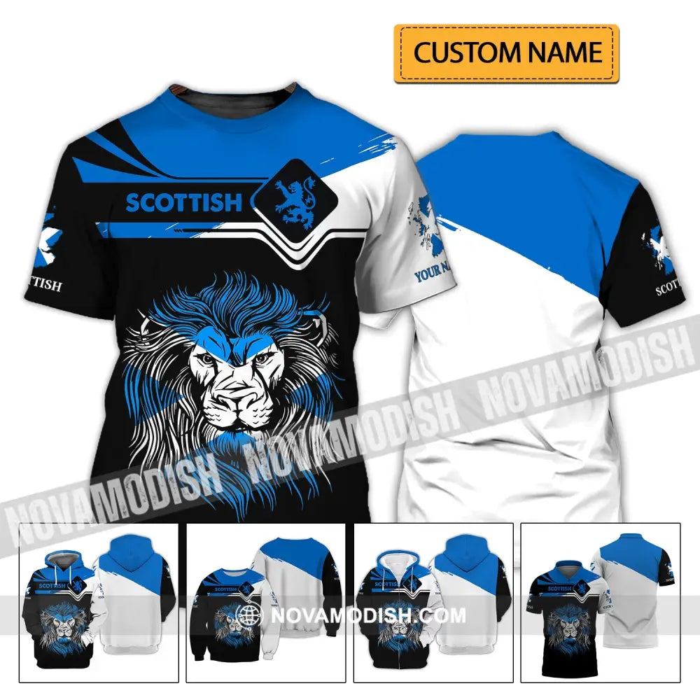 Unisex Shirt - Custom Name 3D Shirt - Scottish Lion T-shirt