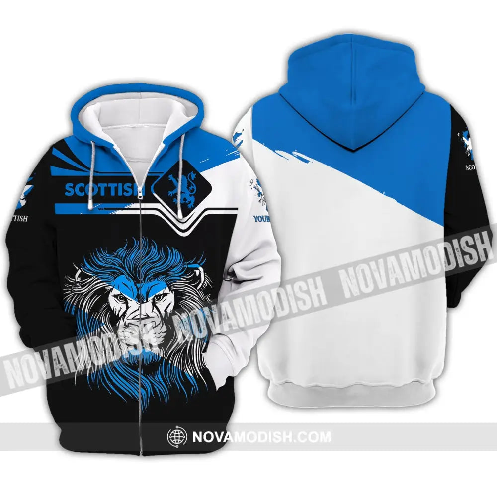 Unisex Shirt - Custom Name 3D Shirt - Scottish Lion Zipper Hoodie / S T-shirt
