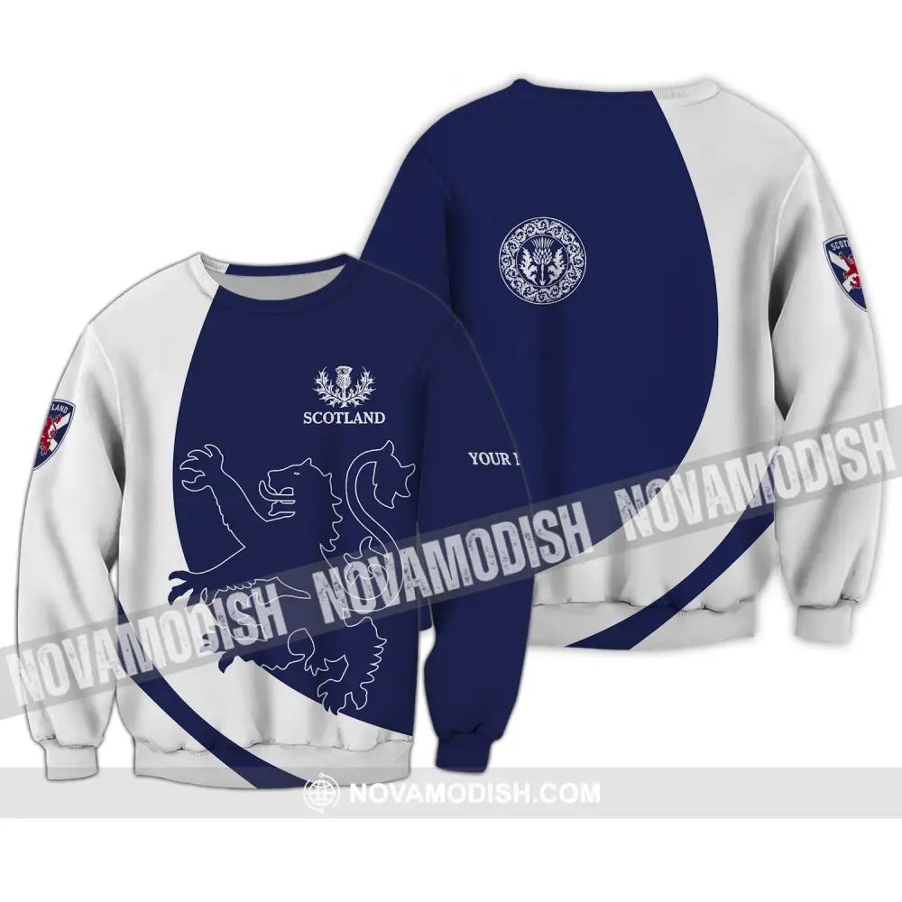 Unisex Shirt - Custom Name 3D Shirt - Scottish Logo And Name Long Sleeve / S T-shirt