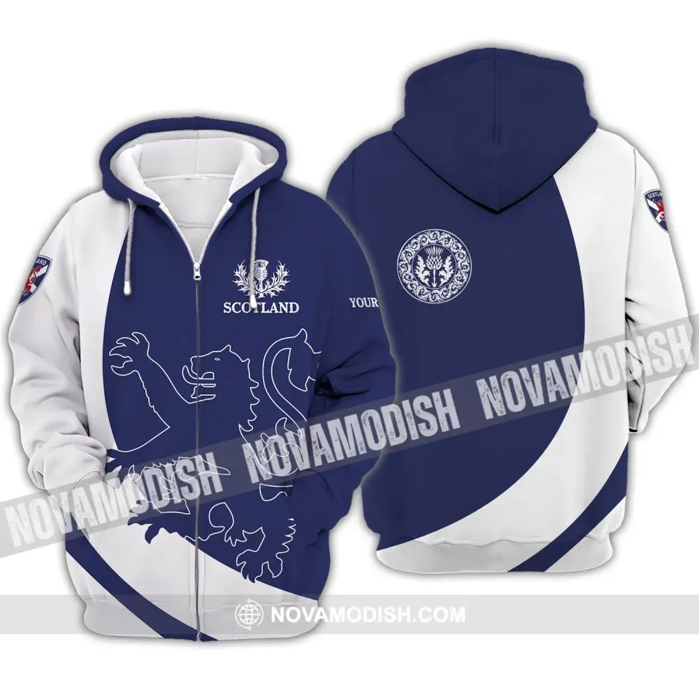 Unisex Shirt - Custom Name 3D Shirt - Scottish Logo And Name Zipper Hoodie / S T-shirt