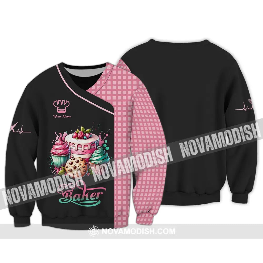 Unisex Shirt - Custom Name 3D Shirt - Sweet Cake Shirt For Baker Long Sleeve / S T-shirt
