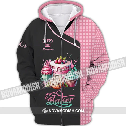 Unisex Shirt - Custom Name 3D Shirt - Sweet Cake Shirt For Baker Zipper Hoodie / S T-shirt