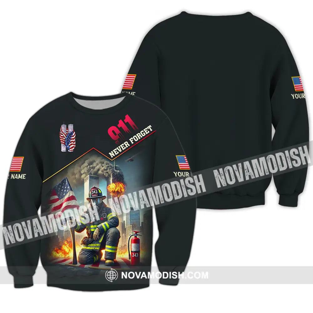 Unisex Shirt - Custom Name 911 Shirt Never Forget Long Sleeve / S T-shirt