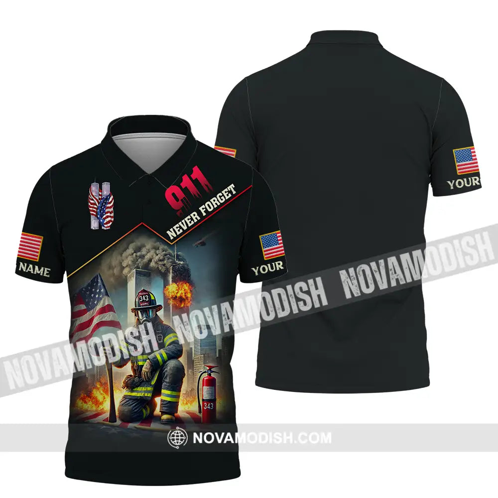 Unisex Shirt - Custom Name 911 Shirt Never Forget Polo Shirt / S T-shirt