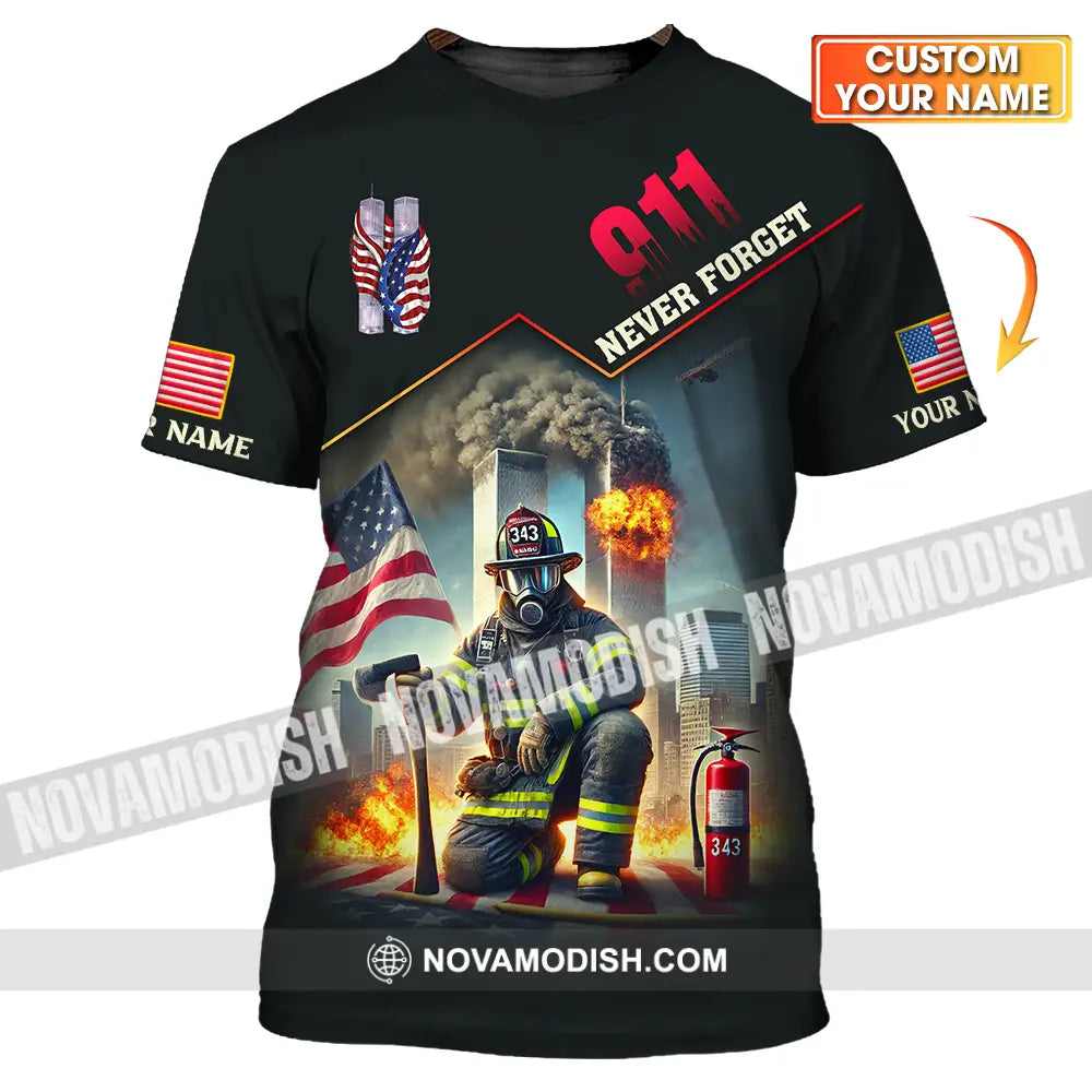 Unisex Shirt - Custom Name 911 Shirt Never Forget T-shirt
