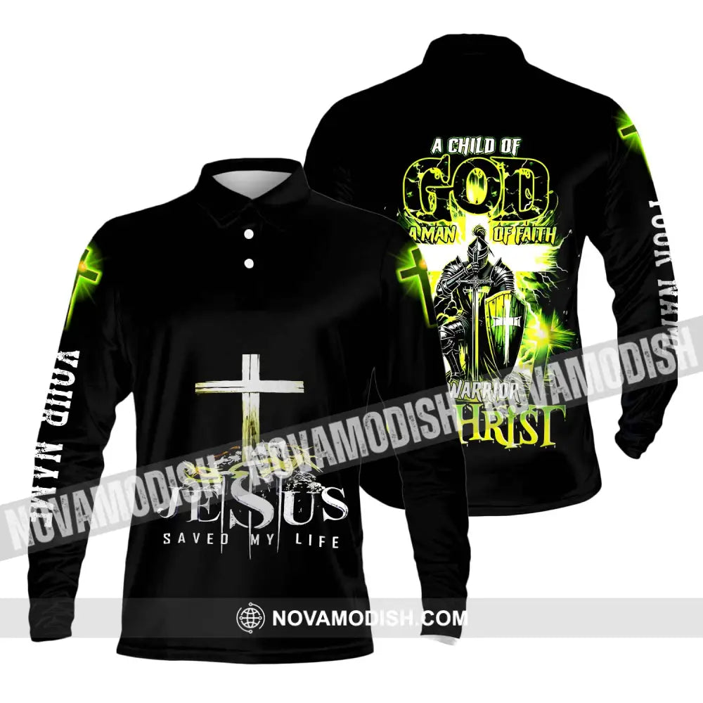 Unisex Shirt - Custom Name A Child Of God Shirt Long Sleeve Polo / S T-shirt