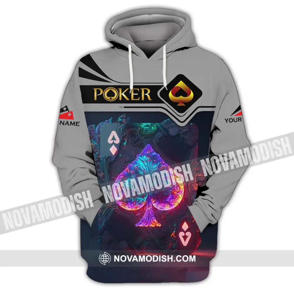 Unisex Shirt - Custom Name Shirt - ACE Black Spade Suit Poker Shirt Hoodie / S T-shirt