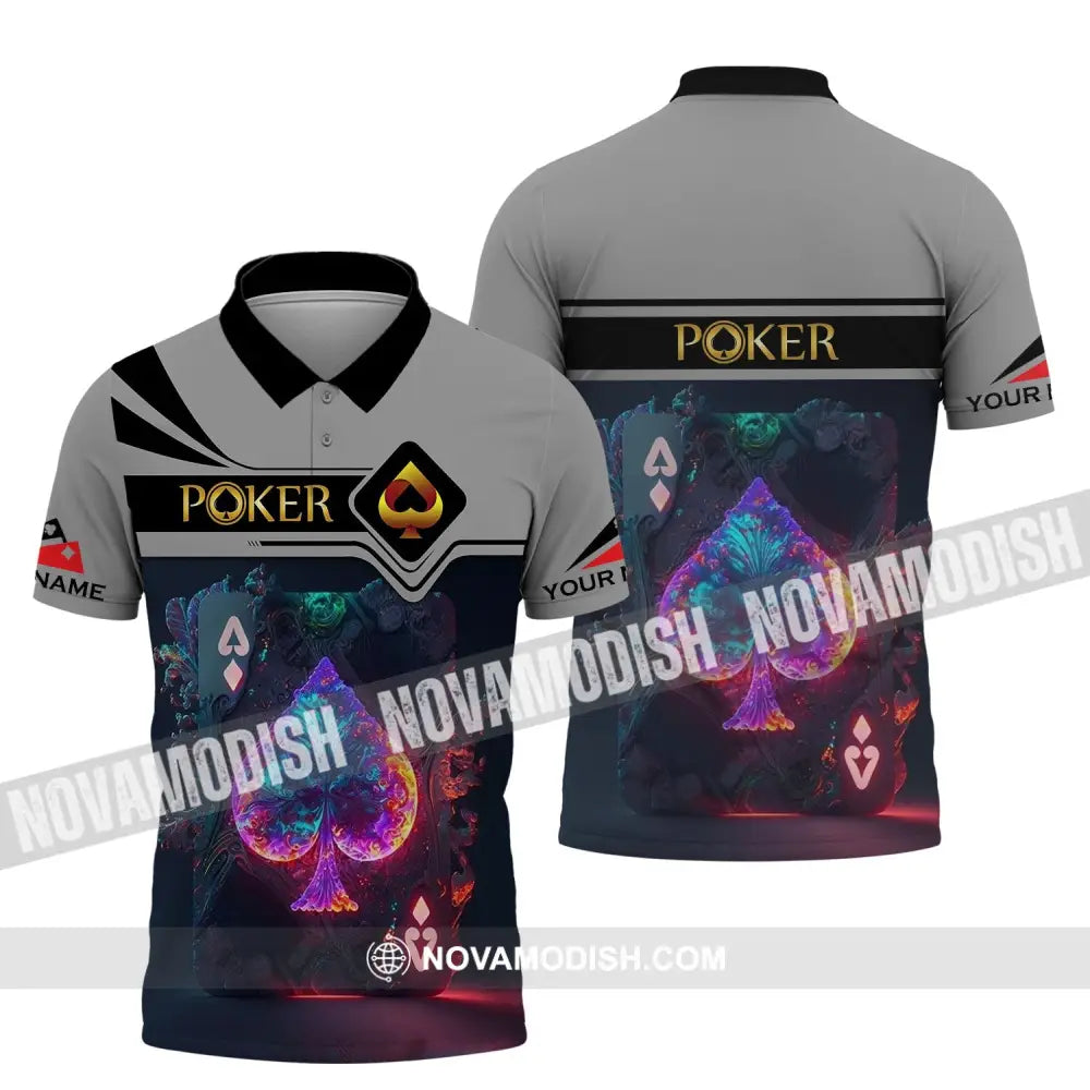 Unisex Shirt - Custom Name Shirt - ACE Black Spade Suit Poker Shirt Polo Shirt / S T-shirt