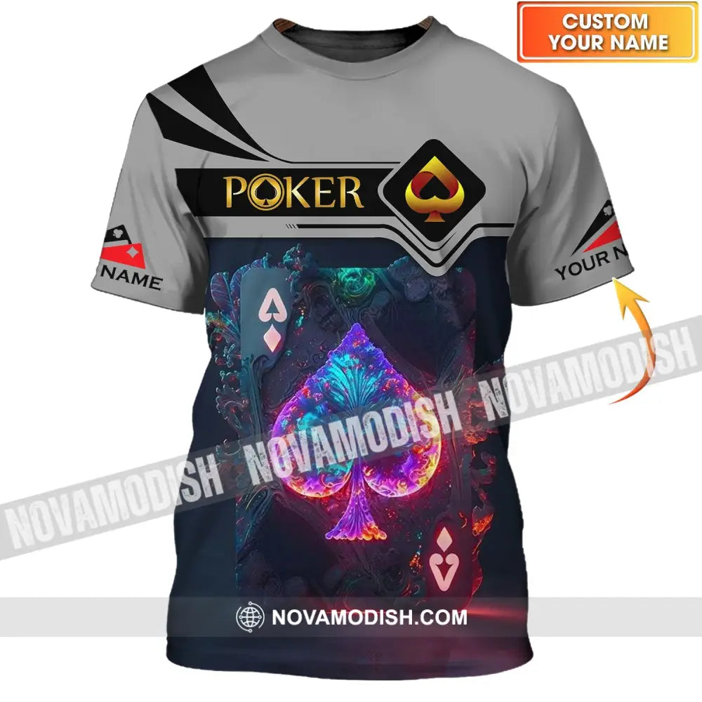 Unisex Shirt - Custom Name Shirt - ACE Black Spade Suit Poker Shirt T-shirt