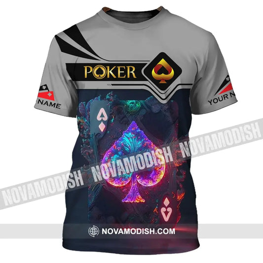 Unisex Shirt - Custom Name Shirt - ACE Black Spade Suit Poker Shirt T-Shirt / S T-shirt