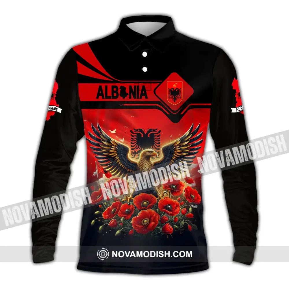 Unisex Shirt Custom Name Albania Polo Long Sleeve Gift / S T-Shirt