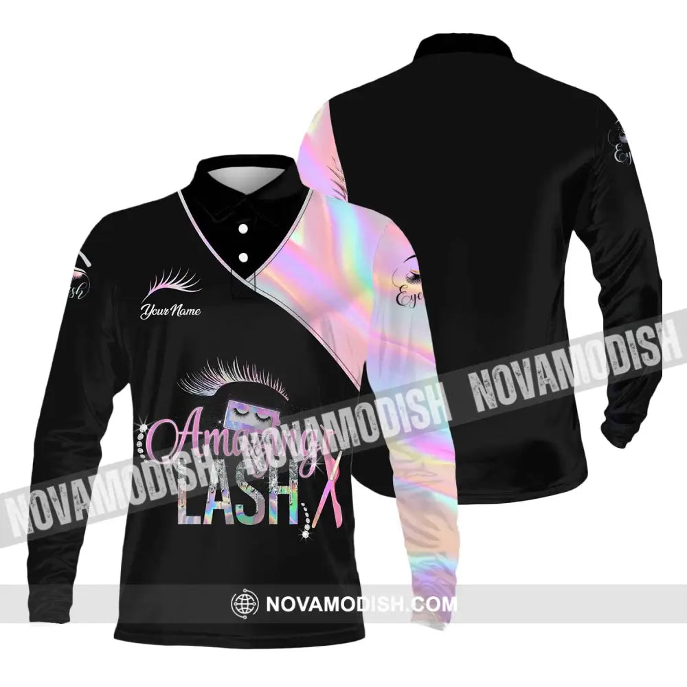 Unisex Shirt - Custom Name Shirt Amazing Lash Long Sleeve Polo / S T-shirt