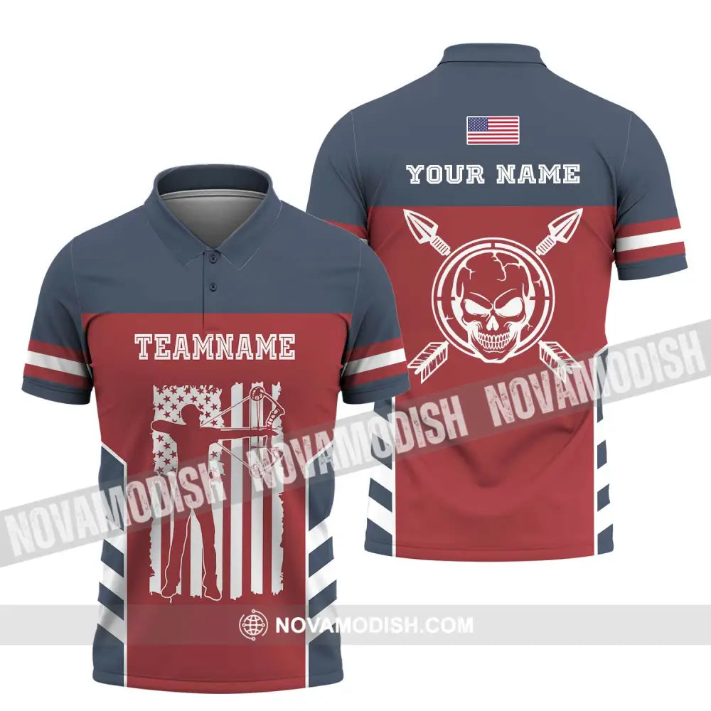 Unisex Shirt - Custom Name America Archery Shirt Polo Shirt / S T-shirt