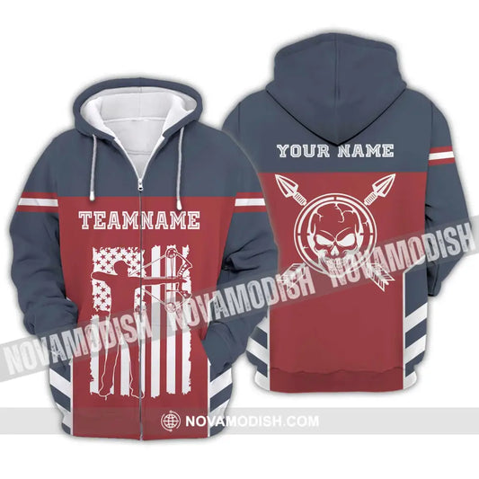 Unisex Shirt - Custom Name America Archery Shirt Zipper Hoodie / S T-shirt