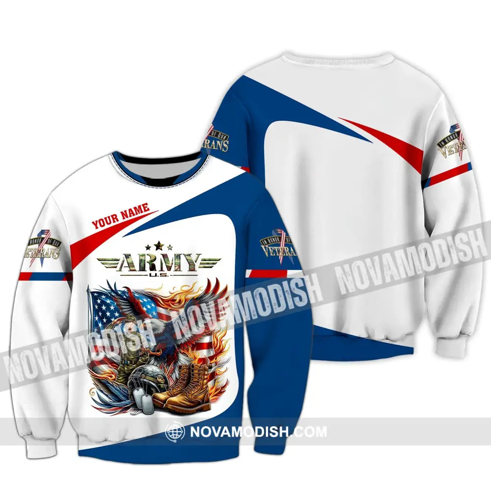 Unisex Shirt - Custom Name America Army Long Sleeve / S T-Shirt