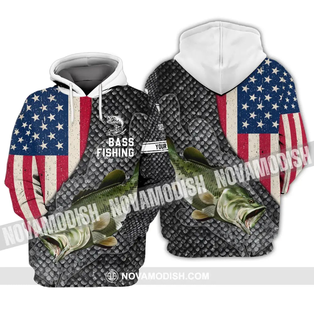 Unisex Shirt - Custom Name Shirt - America Bass Fishing Shirt Hoodie / S T-shirt