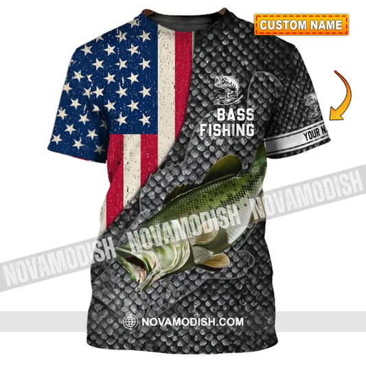 Unisex Shirt - Custom Name Shirt - America Bass Fishing Shirt T-shirt