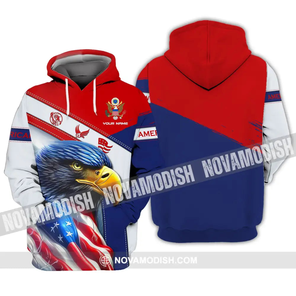 Unisex Shirt Custom Name America Eagle Love T-Shirt Hoodie / S