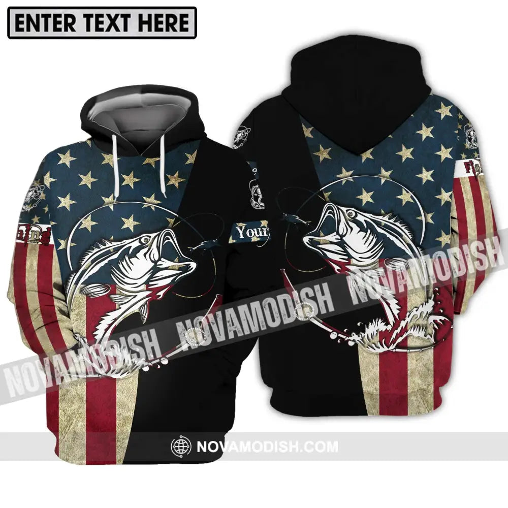 Unisex Shirt - Custom Name America Fishing Lover Shirt Hoodie / S T-shirt