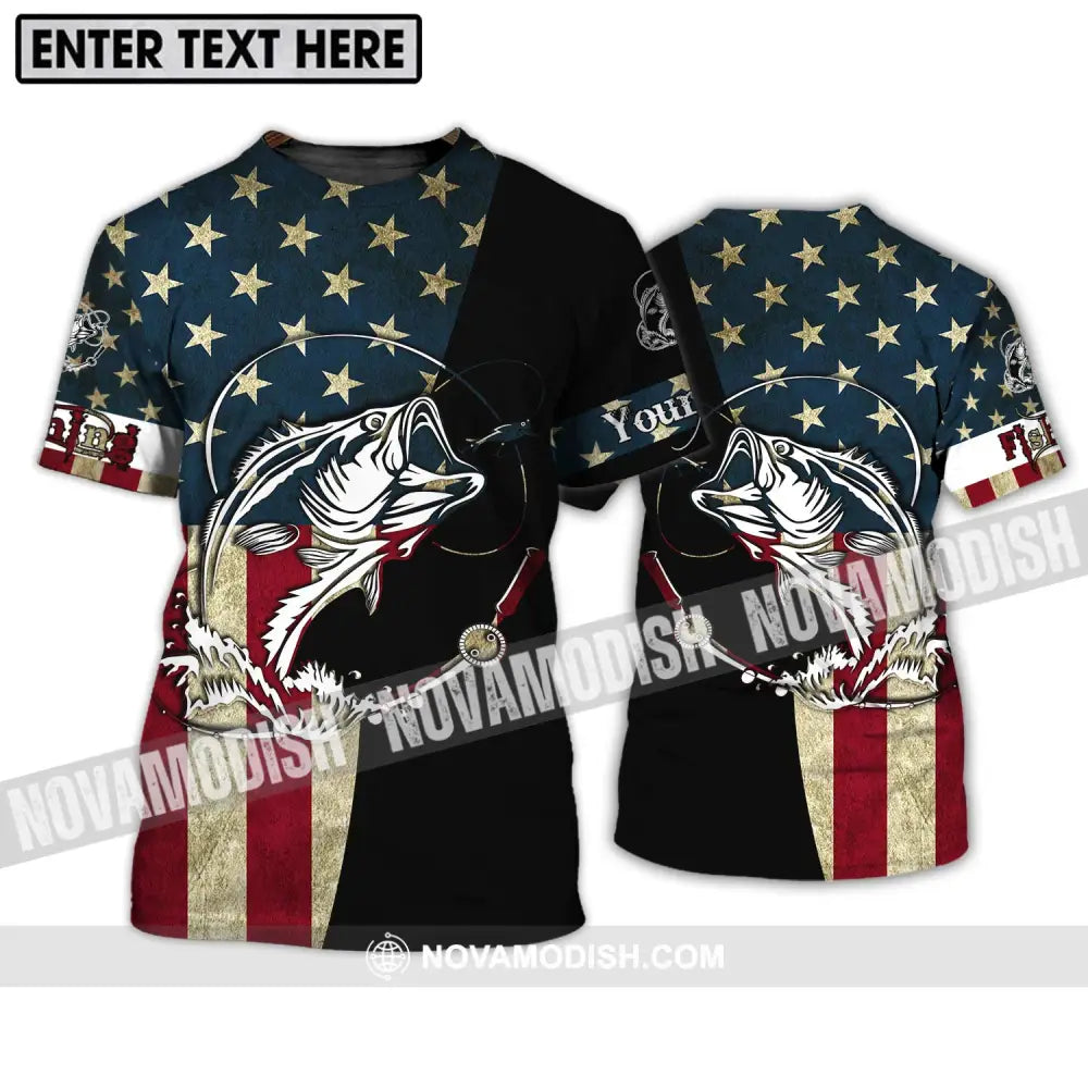 Unisex Shirt - Custom Name America Fishing Lover Shirt T-Shirt / S T-shirt