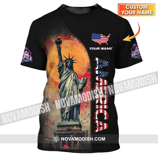 Unisex Shirt - Custom Name America Shirt America Flag Color T-shirt