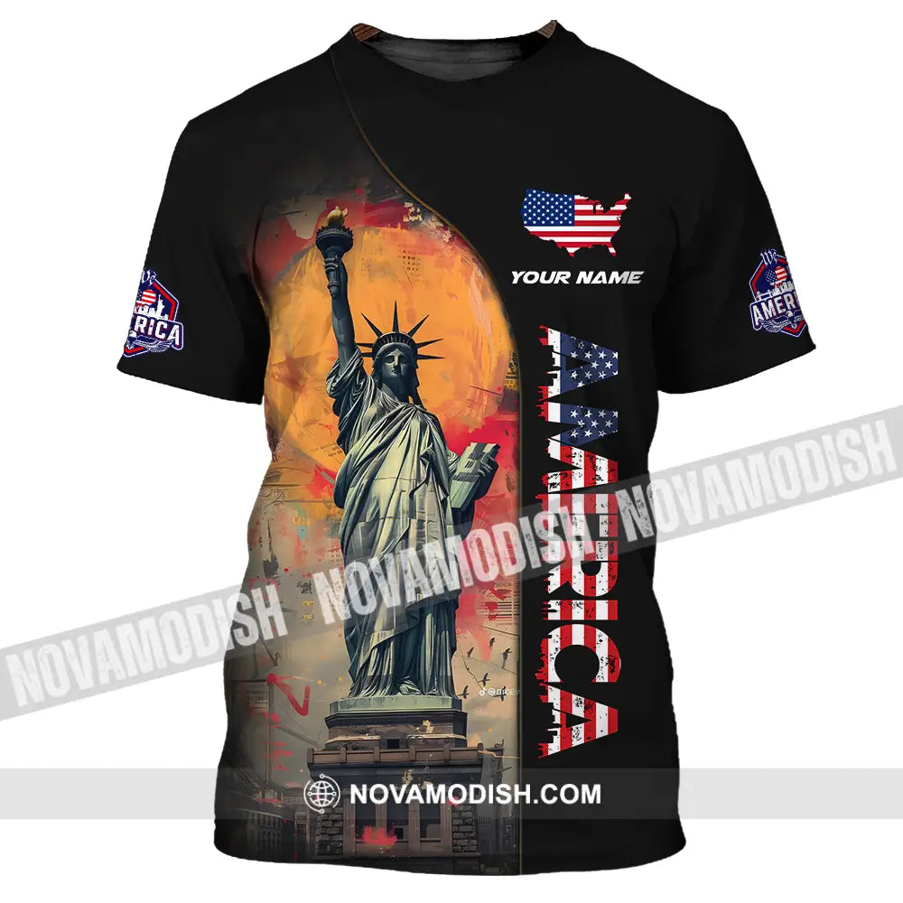 Unisex Shirt - Custom Name America Shirt America Flag Color T-Shirt / S T-shirt