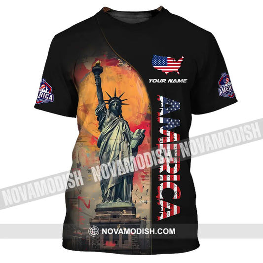 Unisex Shirt - Custom Name America Shirt America Flag Color T-Shirt / S T-shirt