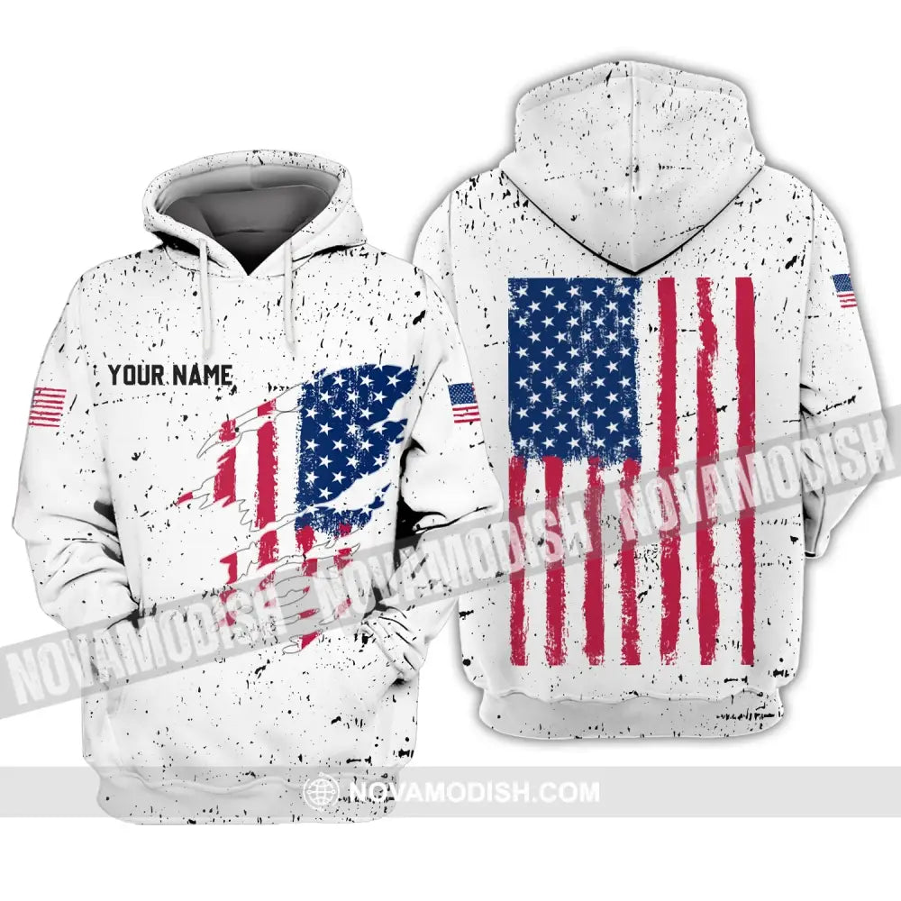Unisex Shirt - Custom Name Shirt - America Flag Light Shirt Hoodie / S T-shirt